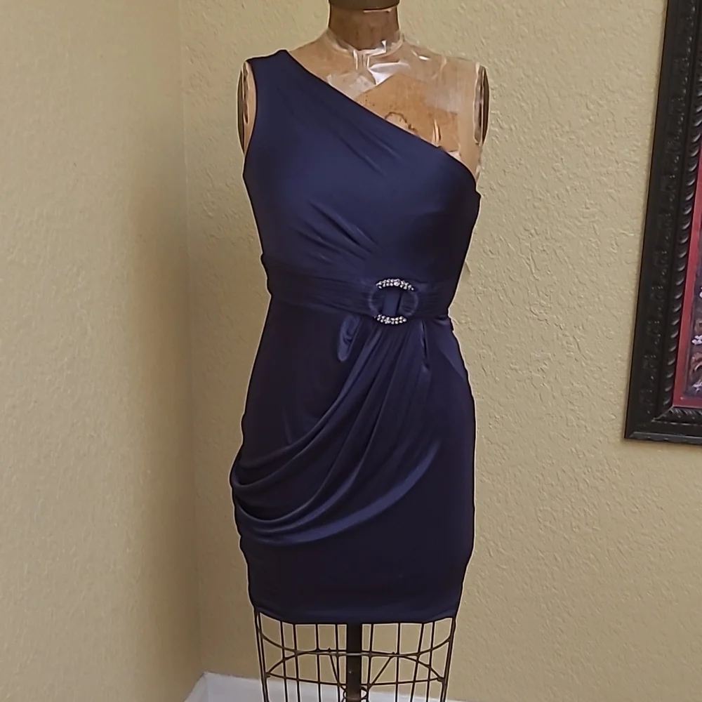 WOMENS  BLUE BCBGMAXAZRIA ONE SHOULDER DRESS SIZE XS